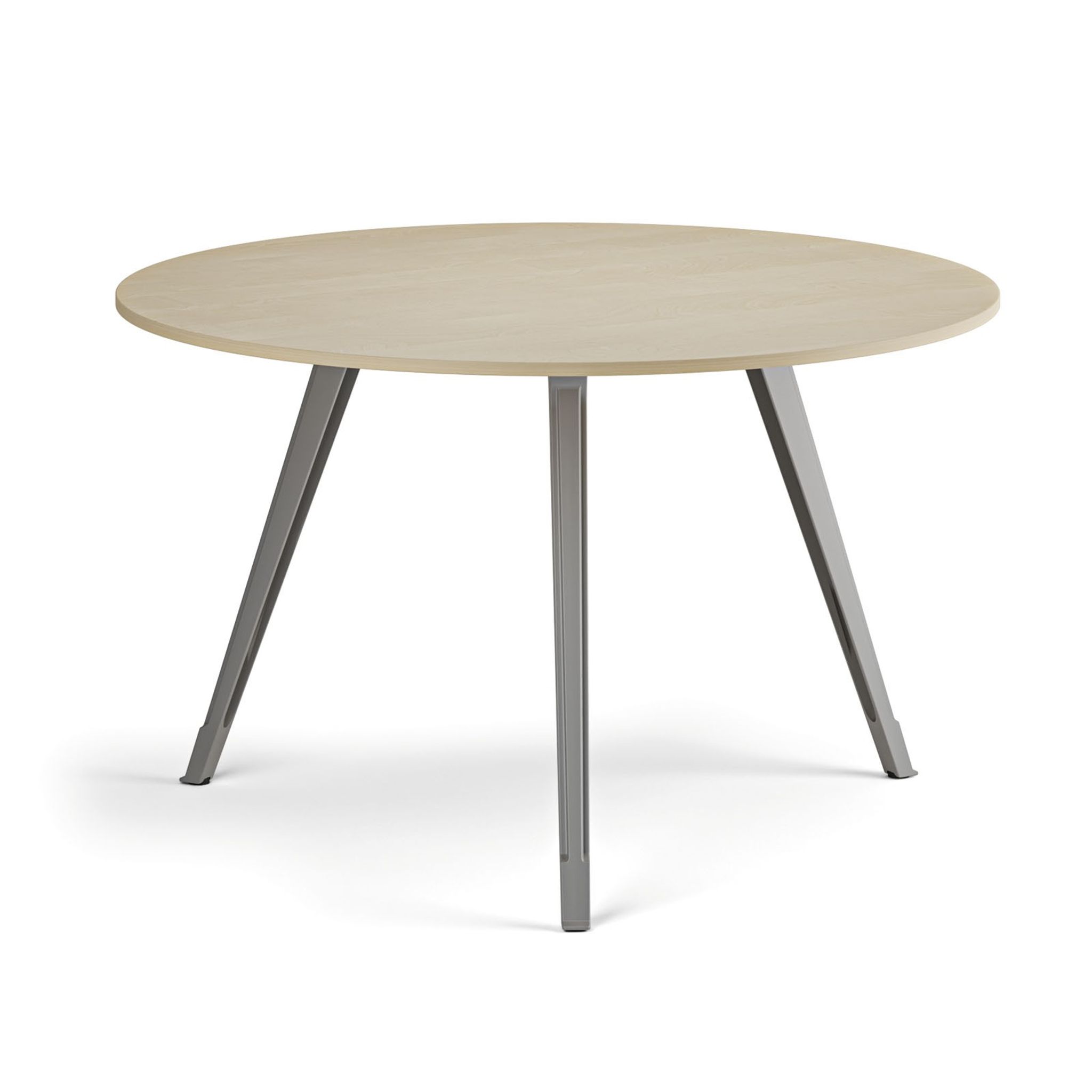 Konferenční stůl PRIMO ZEN, průměr 120 cm, šedostříbrná podnož, bříza