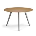 Konferenční stůl PRIMO ZEN, průměr 120 cm, šedostříbrná podnož, buk