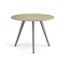 Konferenční stůl PRIMO ZEN, průměr 120 cm, šedostříbrná podnož, dub přírodní