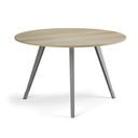 Konferenční stůl PRIMO ZEN, průměr 120 cm, šedostříbrná podnož, dub přírodní