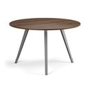 Konferenční stůl PRIMO ZEN, průměr 120 cm, šedostříbrná podnož, ořech