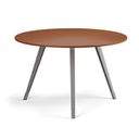 Konferenční stůl PRIMO ZEN, průměr 120 cm, šedostříbrná podnož, třešeň