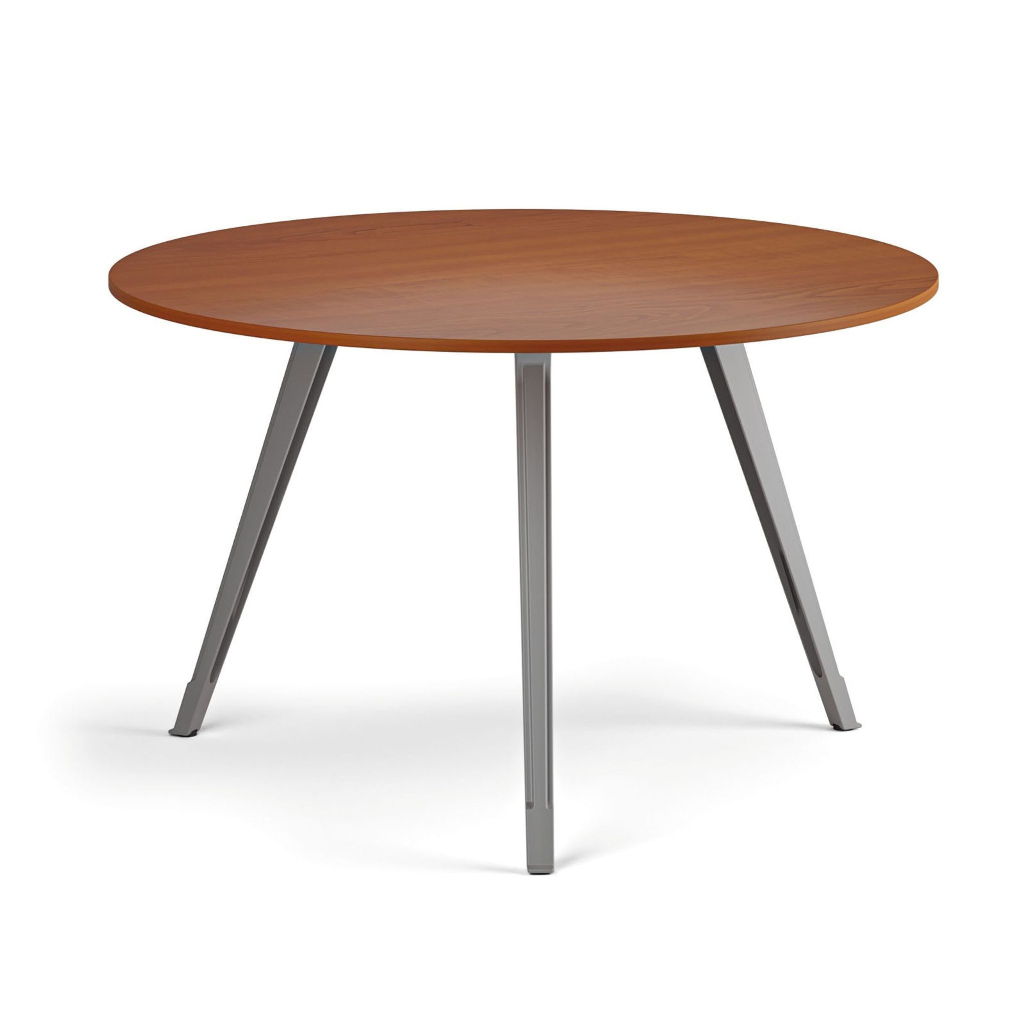Konferenční stůl PRIMO ZEN, průměr 120 cm, šedostříbrná podnož, třešeň