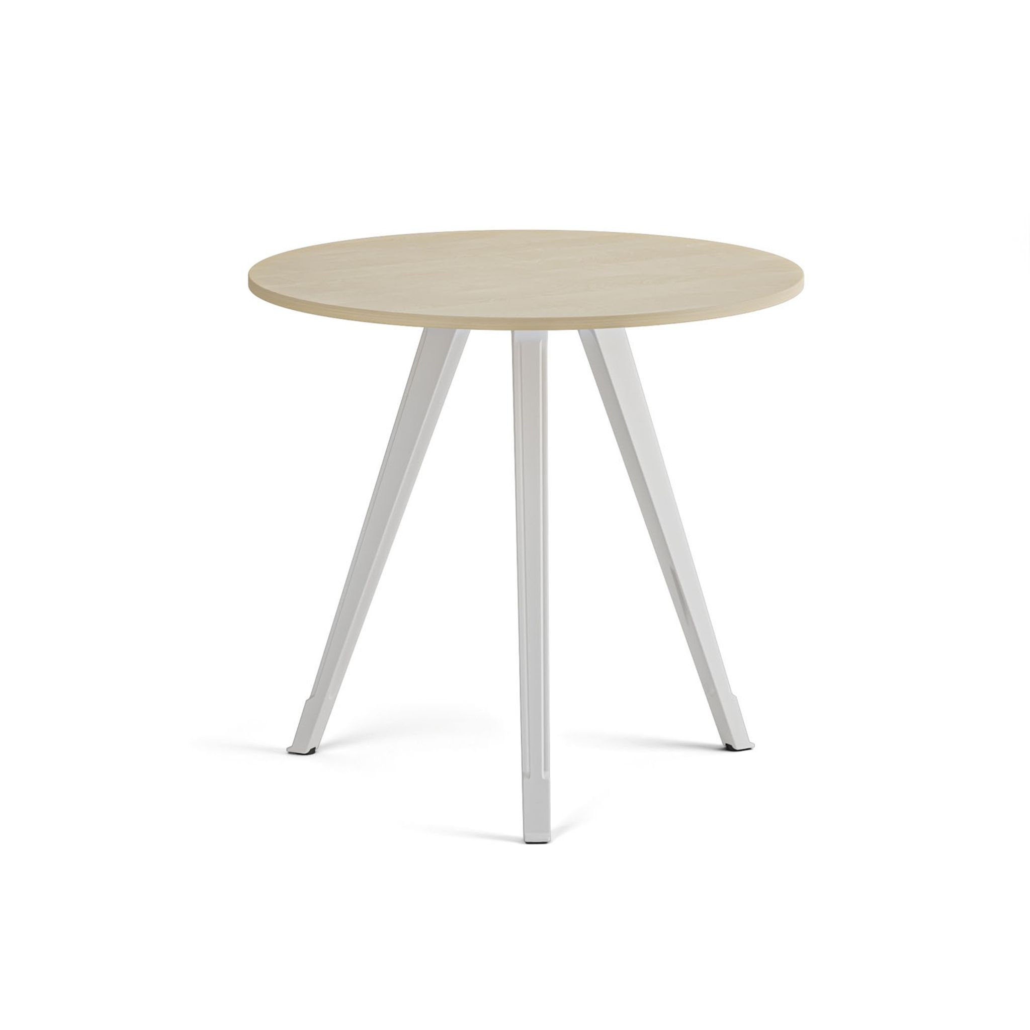 Konferenční stůl PRIMO ZEN, průměr 80 cm, bílá podnož, bříza