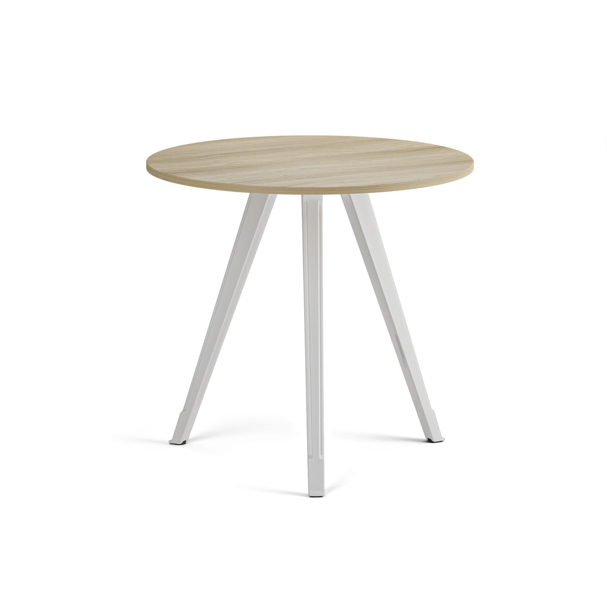 Konferenční stůl PRIMO ZEN, průměr 80 cm, bílá podnož, dub přírodní