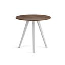 Konferenční stůl PRIMO ZEN, průměr 80 cm, bílá podnož, ořech