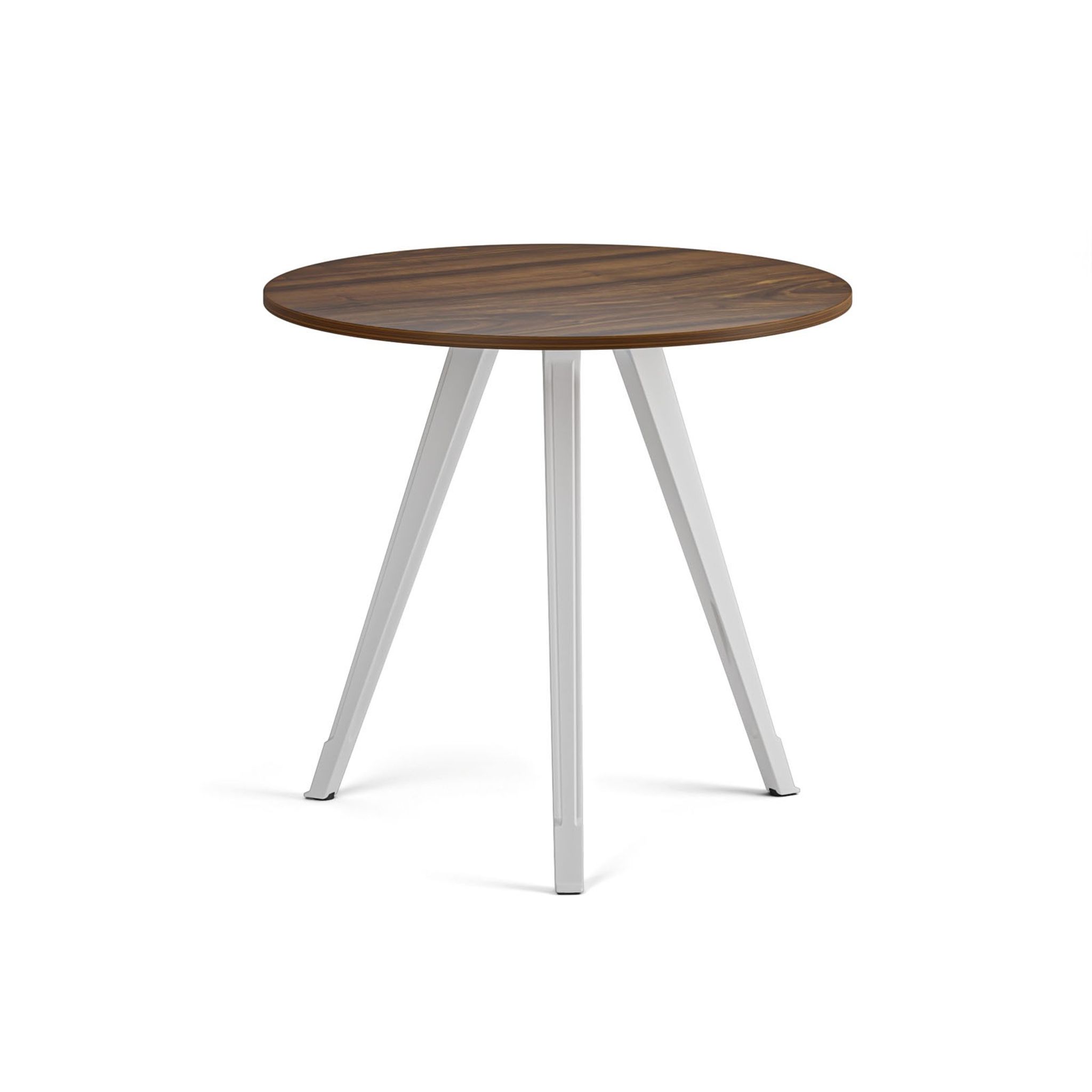 Konferenční stůl PRIMO ZEN, průměr 80 cm, bílá podnož, ořech