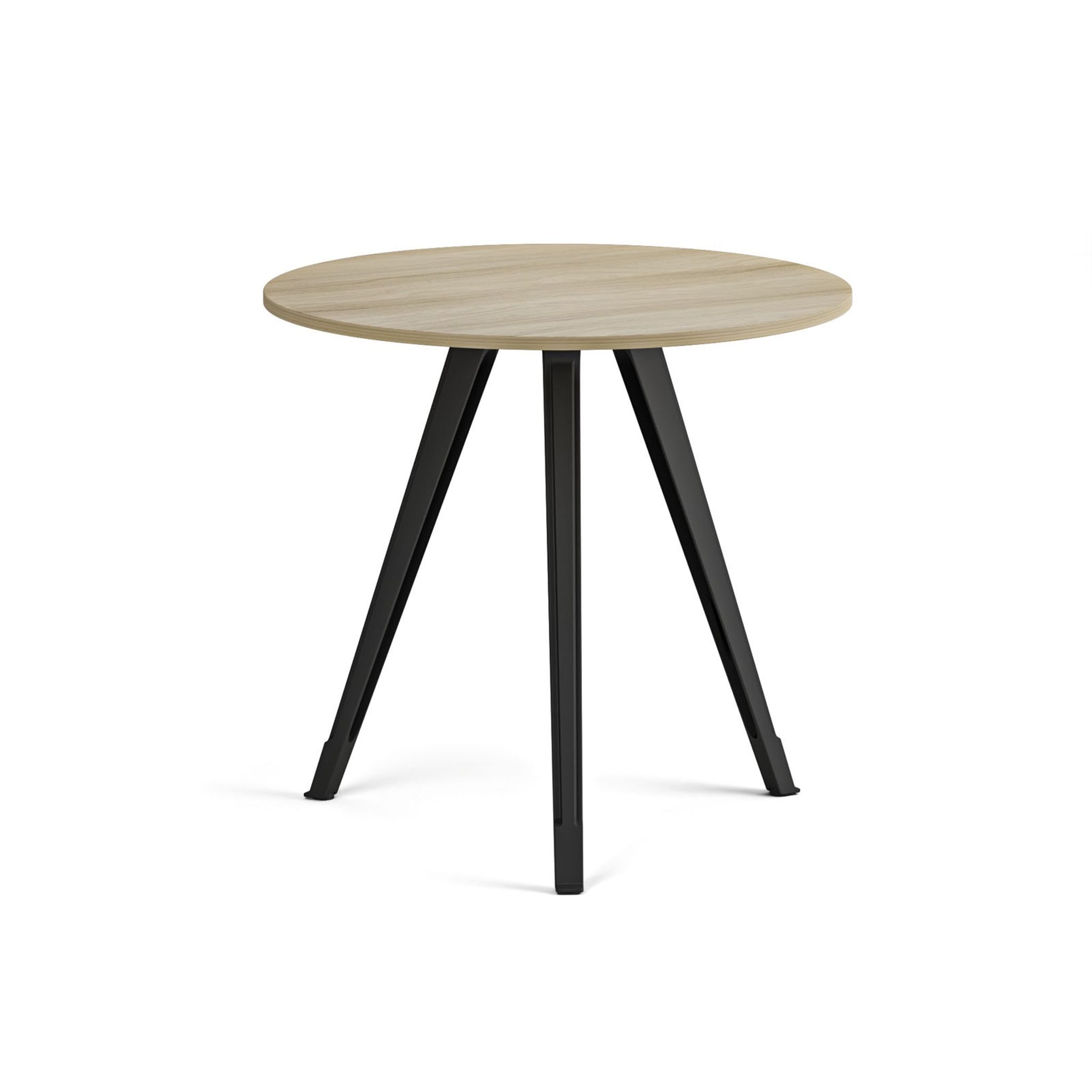 Konferenční stůl PRIMO ZEN, průměr 80 cm, černá podnož, dub přírodní