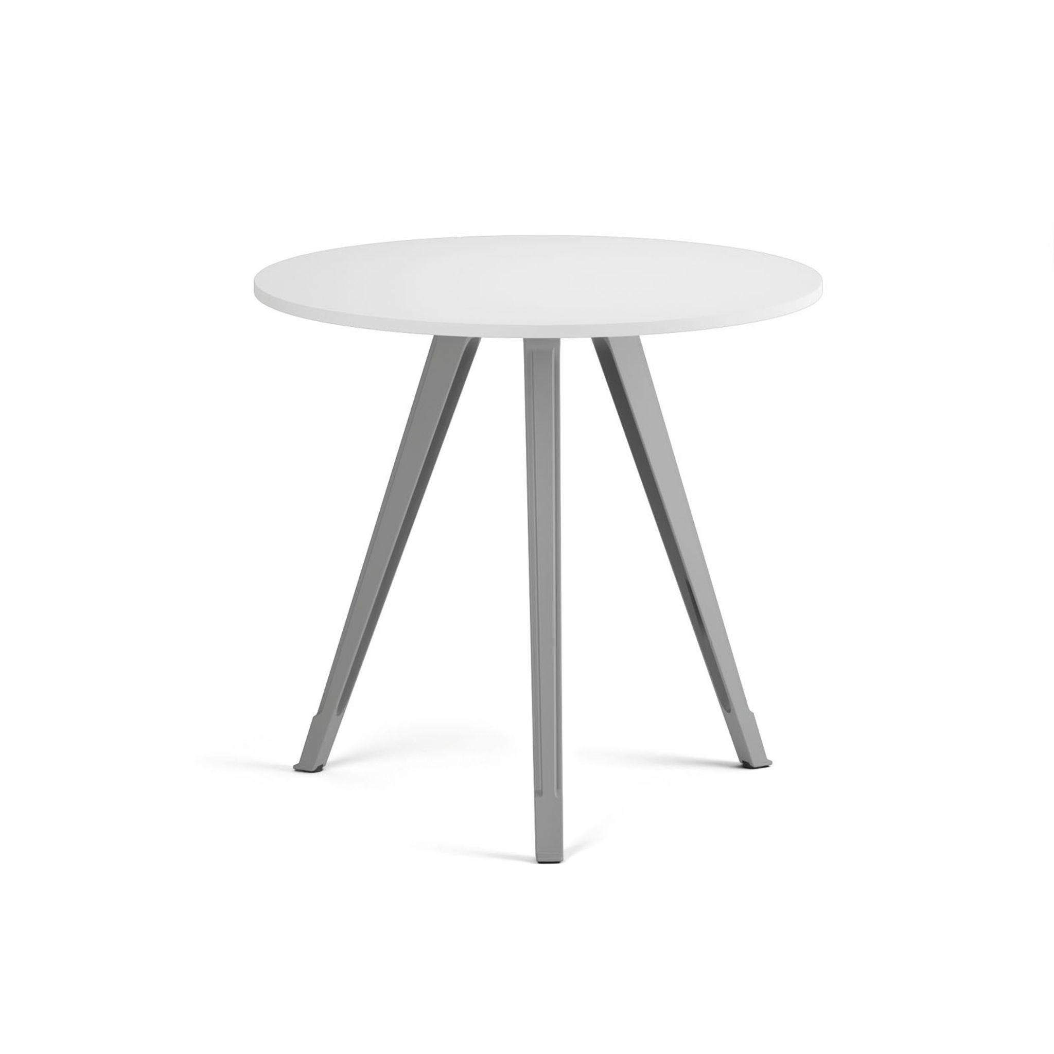 Konferenční stůl PRIMO ZEN, průměr 80 cm, šedostříbrná podnož, bílá
