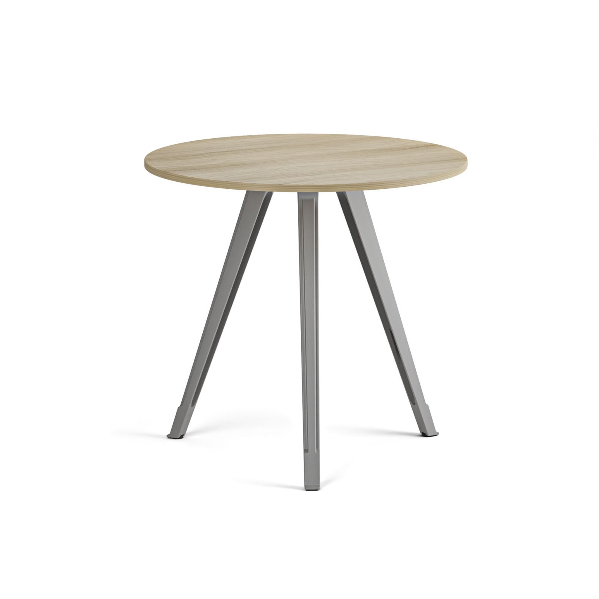 Konferenční stůl PRIMO ZEN, průměr 80 cm, šedostříbrná podnož, dub přírodní