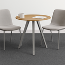 Konferenční stůl PRIMO ZEN, průměr 80 cm, šedostříbrná podnož, grafit