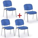 Konferenční židle VIVA PLUS 3+1 ZDARMA - chromované nohy, modrá
