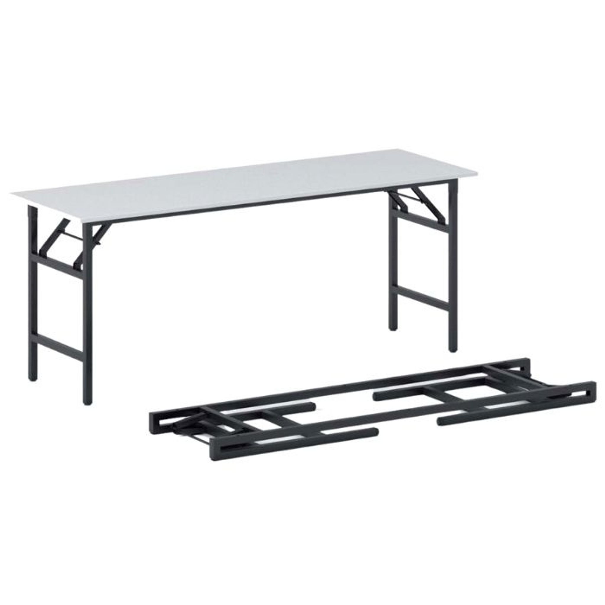 Konferenčný stôl FAST READY, 170x50 cm, čierna podnož, biela