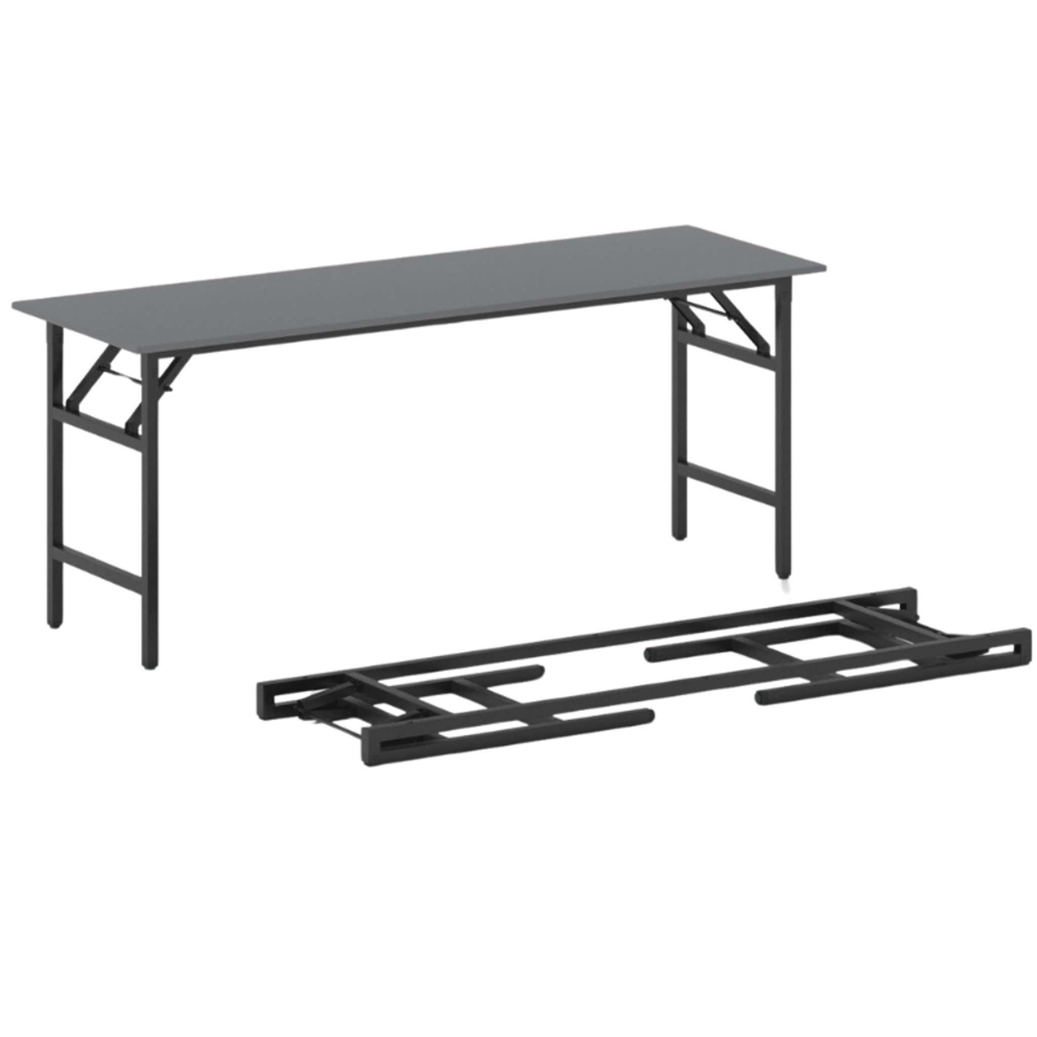 Konferenčný stôl FAST READY, 170x50 cm, čierna podnož, grafit