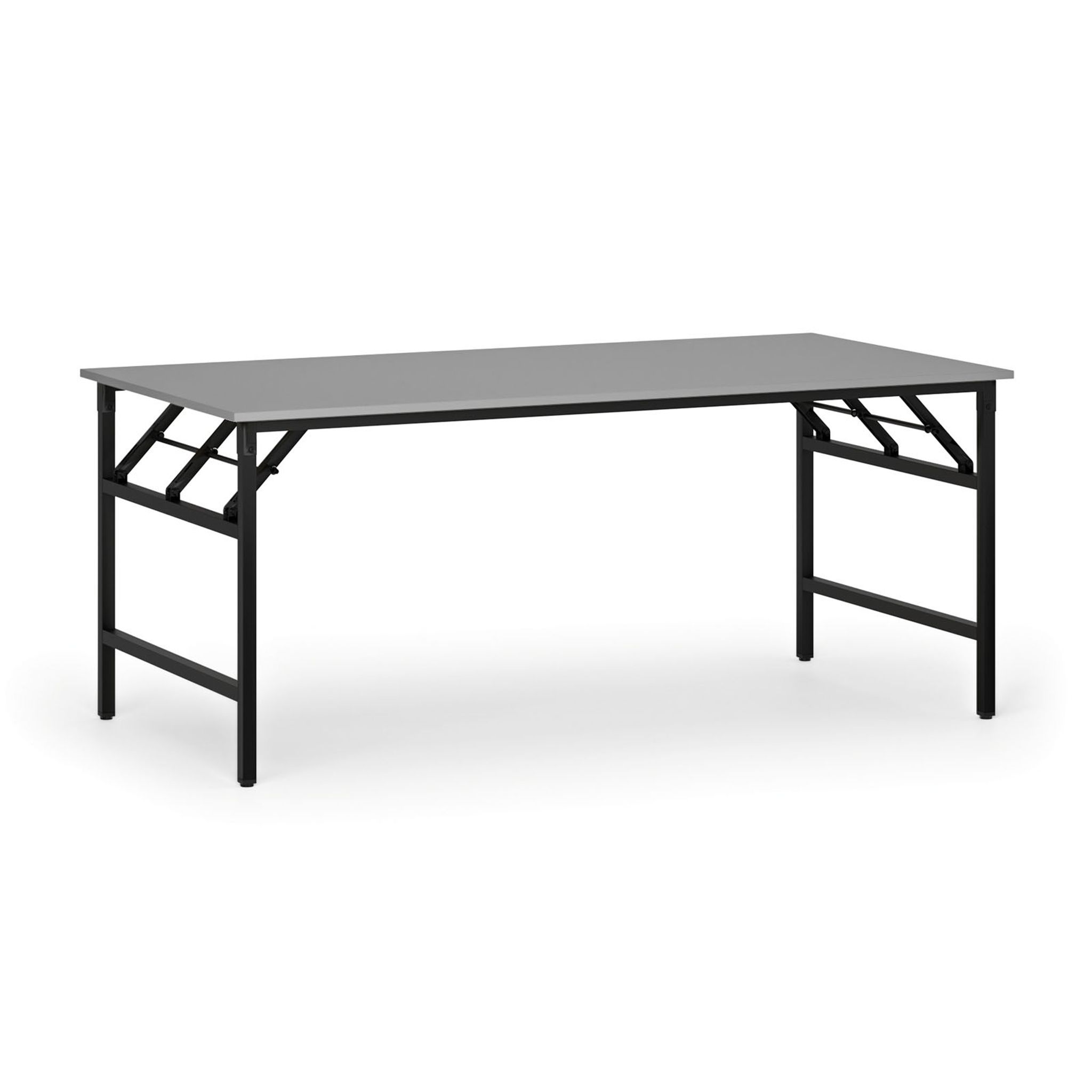 Konferenčný stôl FAST READY, 180x90 cm, čierna podnož, sivá