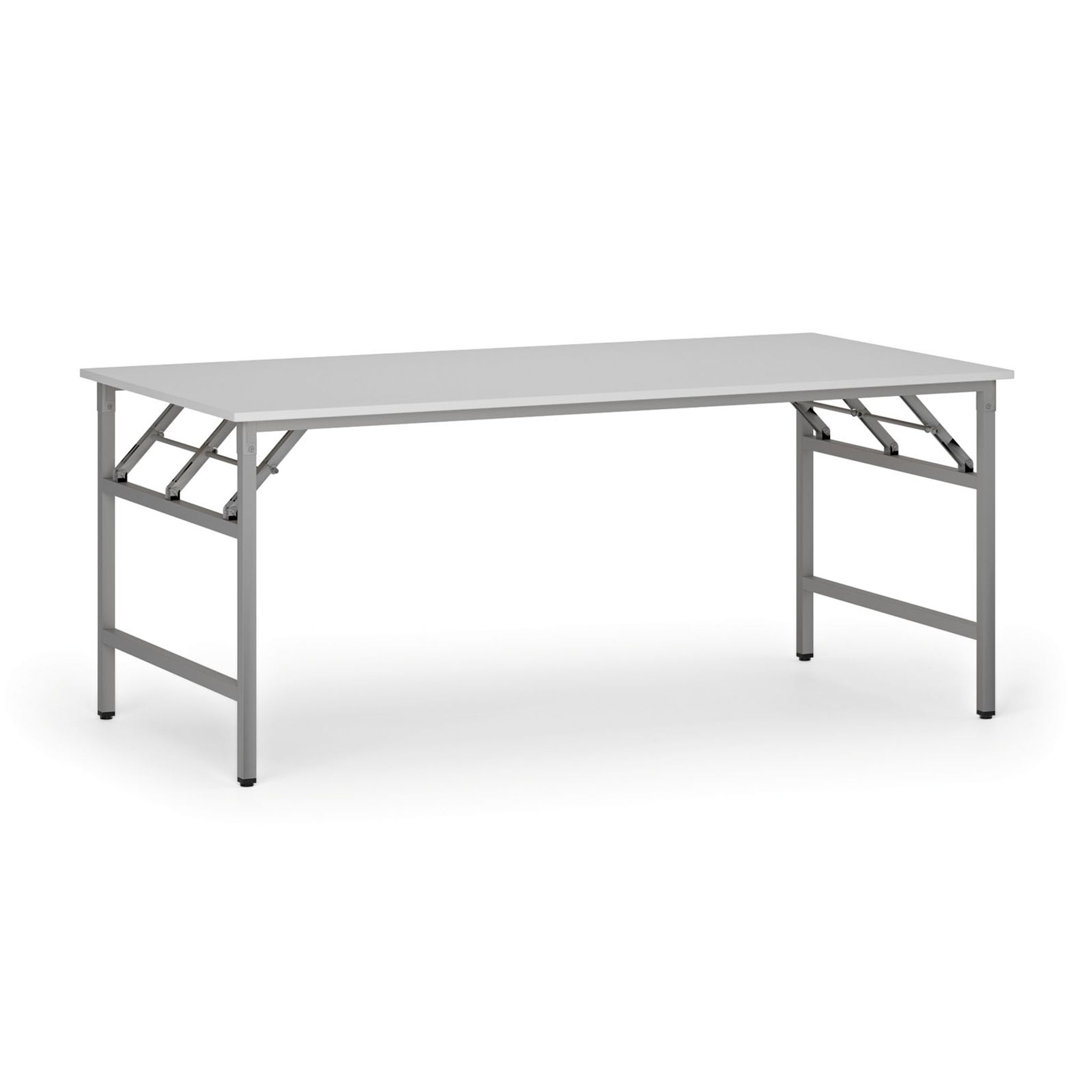 Konferenčný stôl FAST READY, 180x90 cm, sivostrieborná podnož, biela
