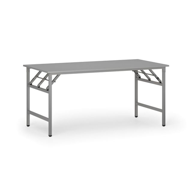 Konferenčný stôl FAST READY so striebornosivou podnožou, 1600 x 800 x 750 mm, sivá