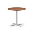 Konferenčný stolík AURA, priemer 80 cm, biela podnož, čerešňa