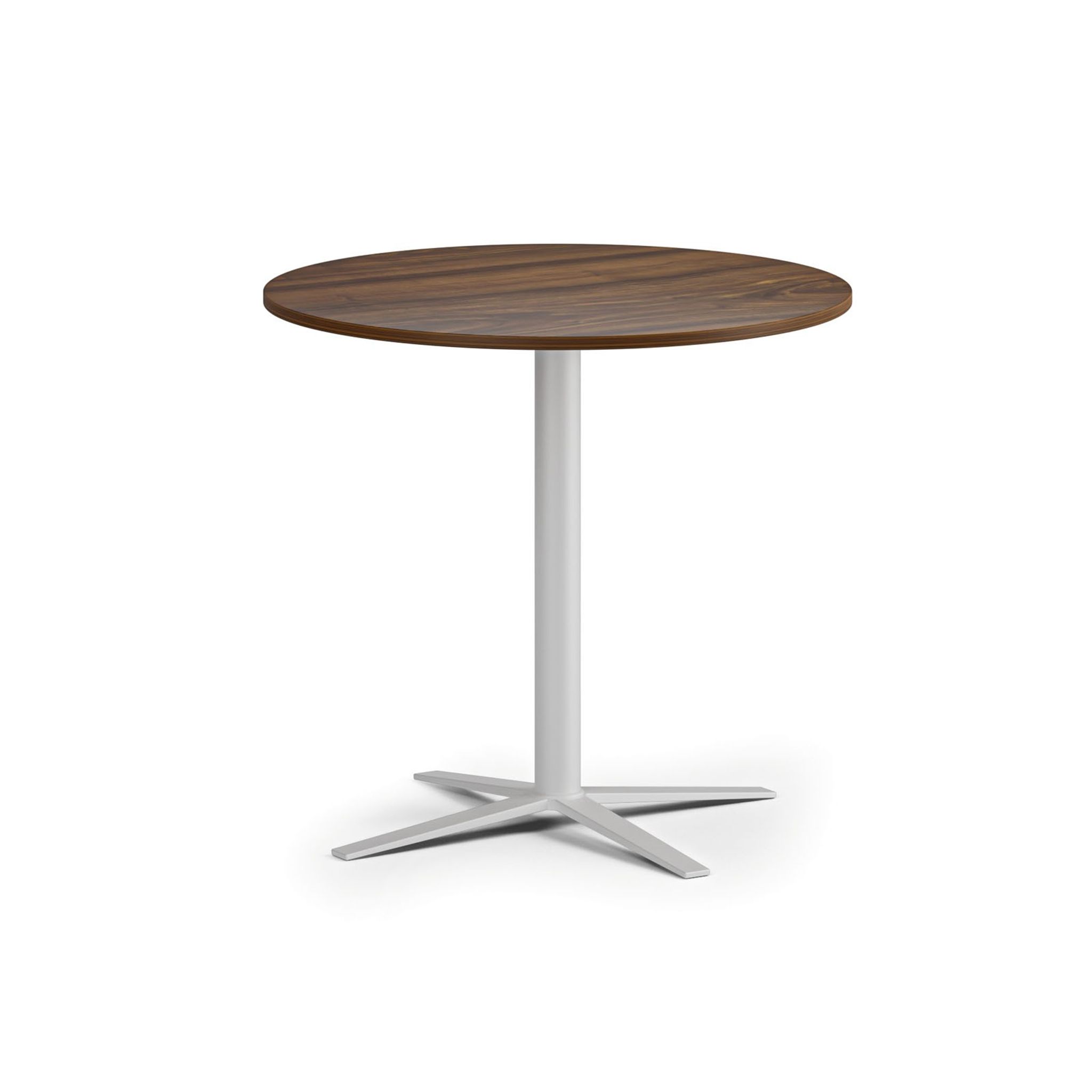 Konferenčný stolík AURA, priemer 80 cm, biela podnož, orech