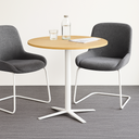 Konferenčný stolík AURA, priemer 80 cm, biela podnož, orech