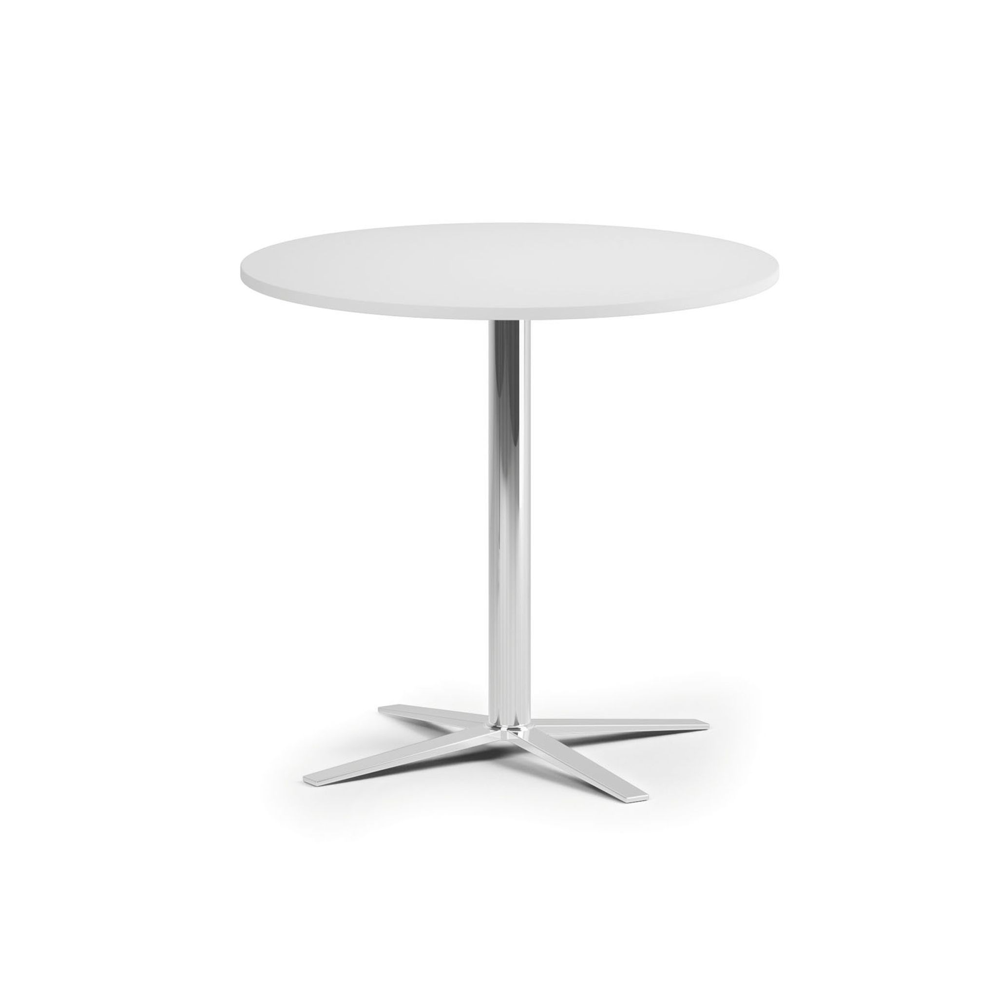 Konferenčný stolík AURA, priemer 80 cm, chróm podnož, biela
