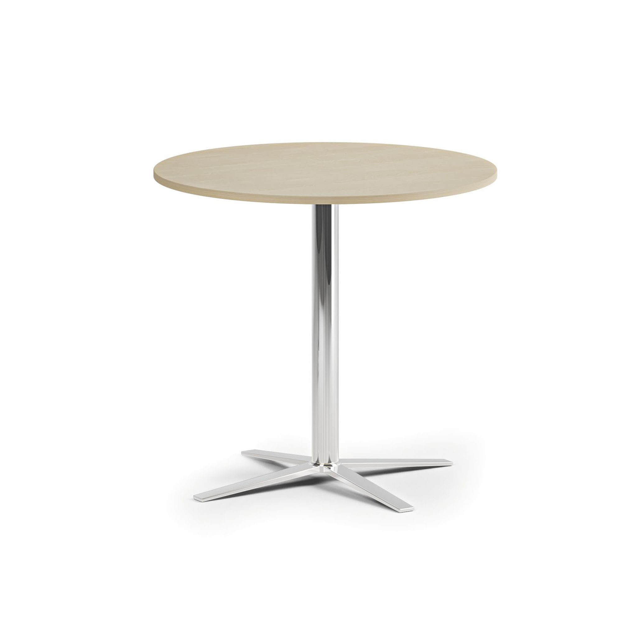 Konferenčný stolík AURA, priemer 80 cm, chróm podnož, breza