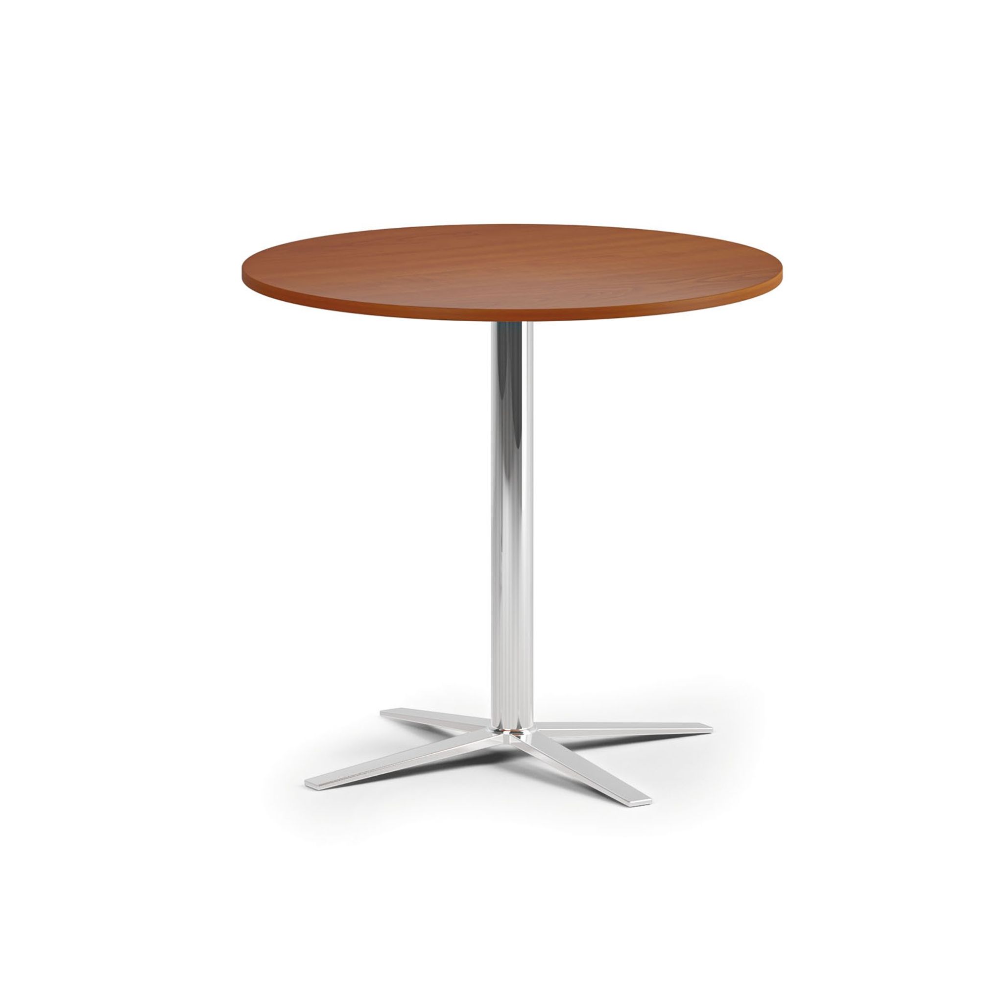 Konferenčný stolík AURA, priemer 80 cm, chróm podnož, čerešňa