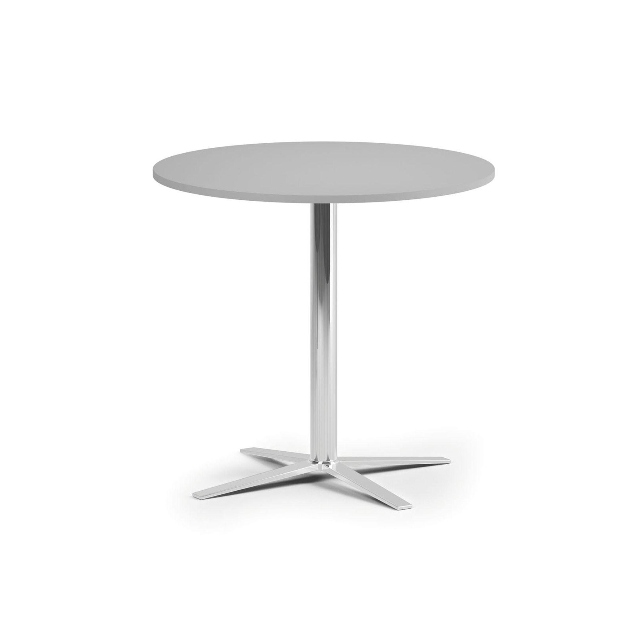 Konferenčný stolík AURA, priemer 80 cm, chróm podnož, sivá