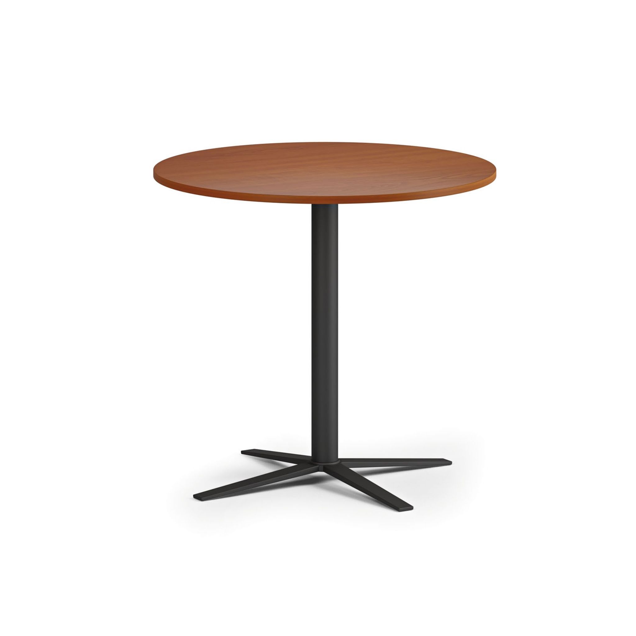 Konferenčný stolík AURA, priemer 80 cm, čierna podnož, čerešňa