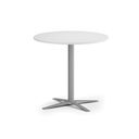 Konferenčný stolík AURA, priemer 80 cm, sivostrieborná podnož, biela