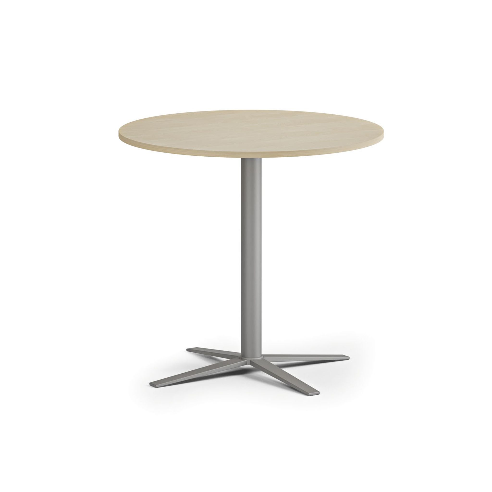 Konferenčný stolík AURA, priemer 80 cm, sivostrieborná podnož, breza