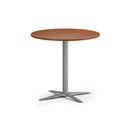 Konferenčný stolík AURA, priemer 80 cm, sivostrieborná podnož, čerešňa