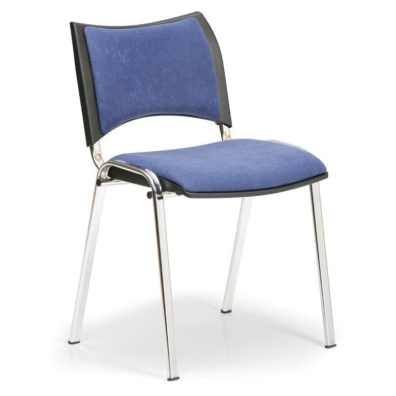 B2B Partner Konferenzstühle SMART - verchromte Füße, ohne Armlehnen, blau