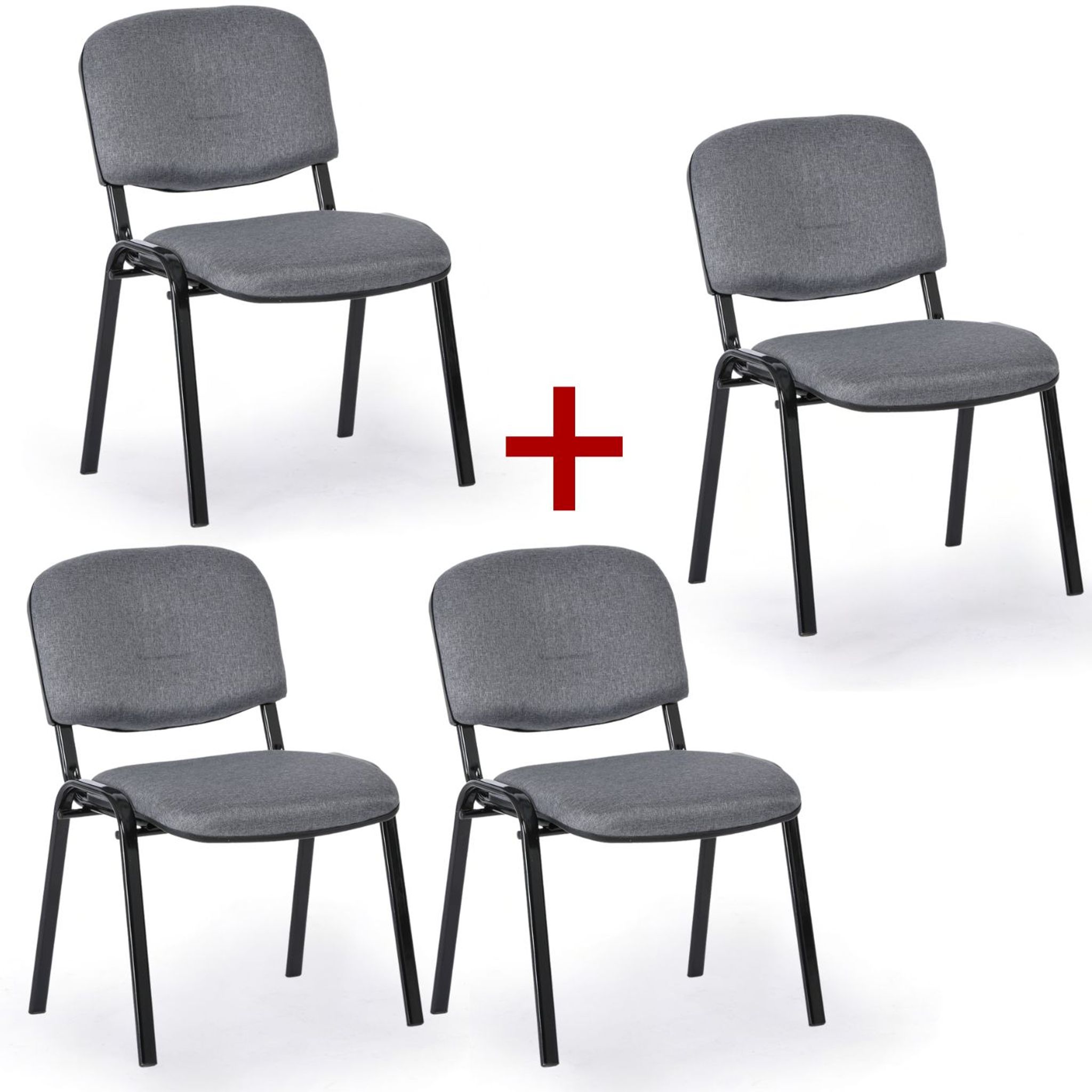 Konferenzstühle VIVA PLUS 3+1 GRATIS - schwarze Füße, grau