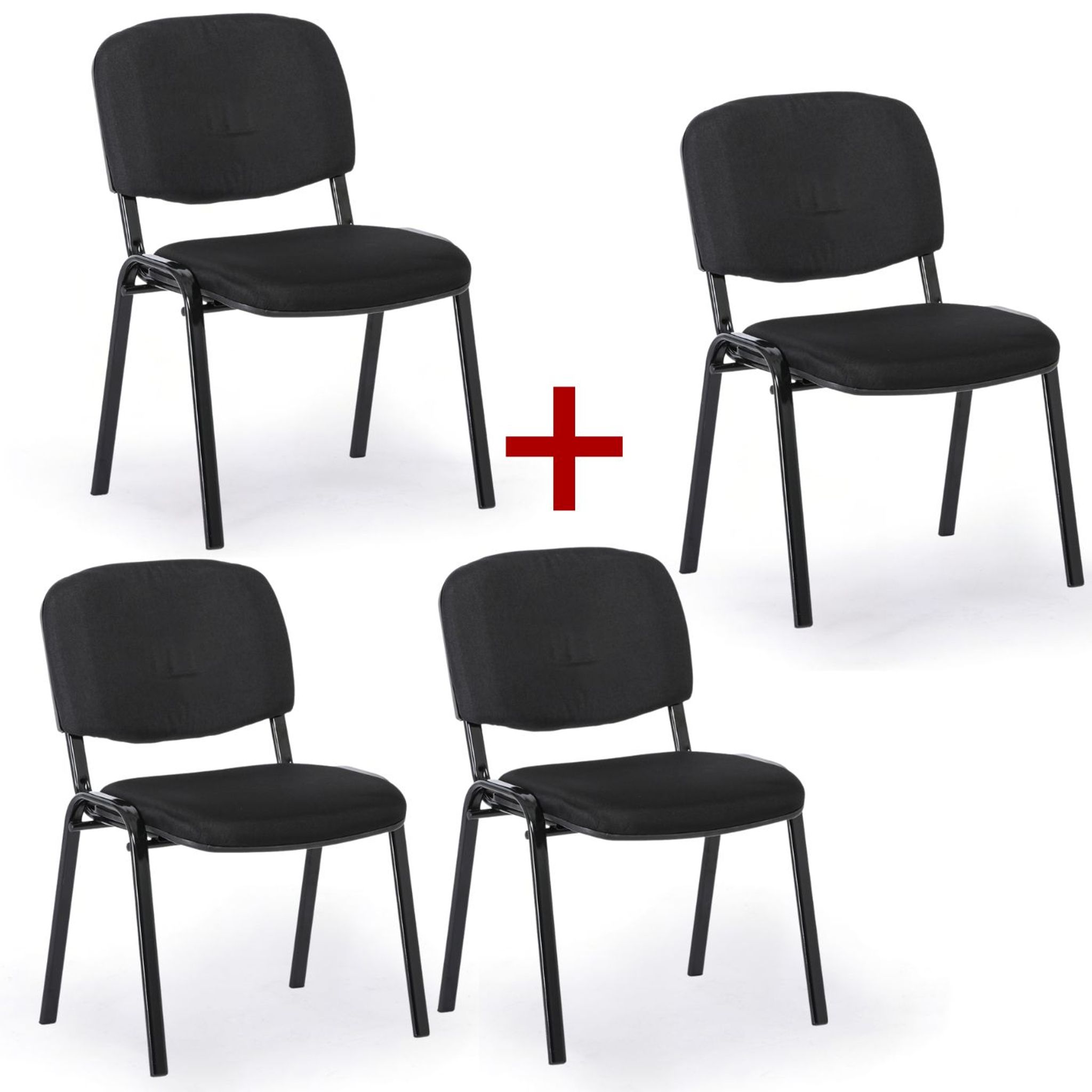 Konferenzstühle VIVA PLUS 3+1 GRATIS - schwarze Füße, schwarz