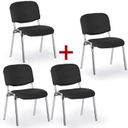 Konferenzstühle VIVA PLUS 3+1 GRATIS - verchromte Füße, schwarz