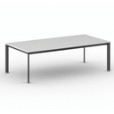 Konferenztisch, Besprechungstisch PRIMO INVITATION 2400 x 1200 mm, schwarzes Fußgestell, weiß