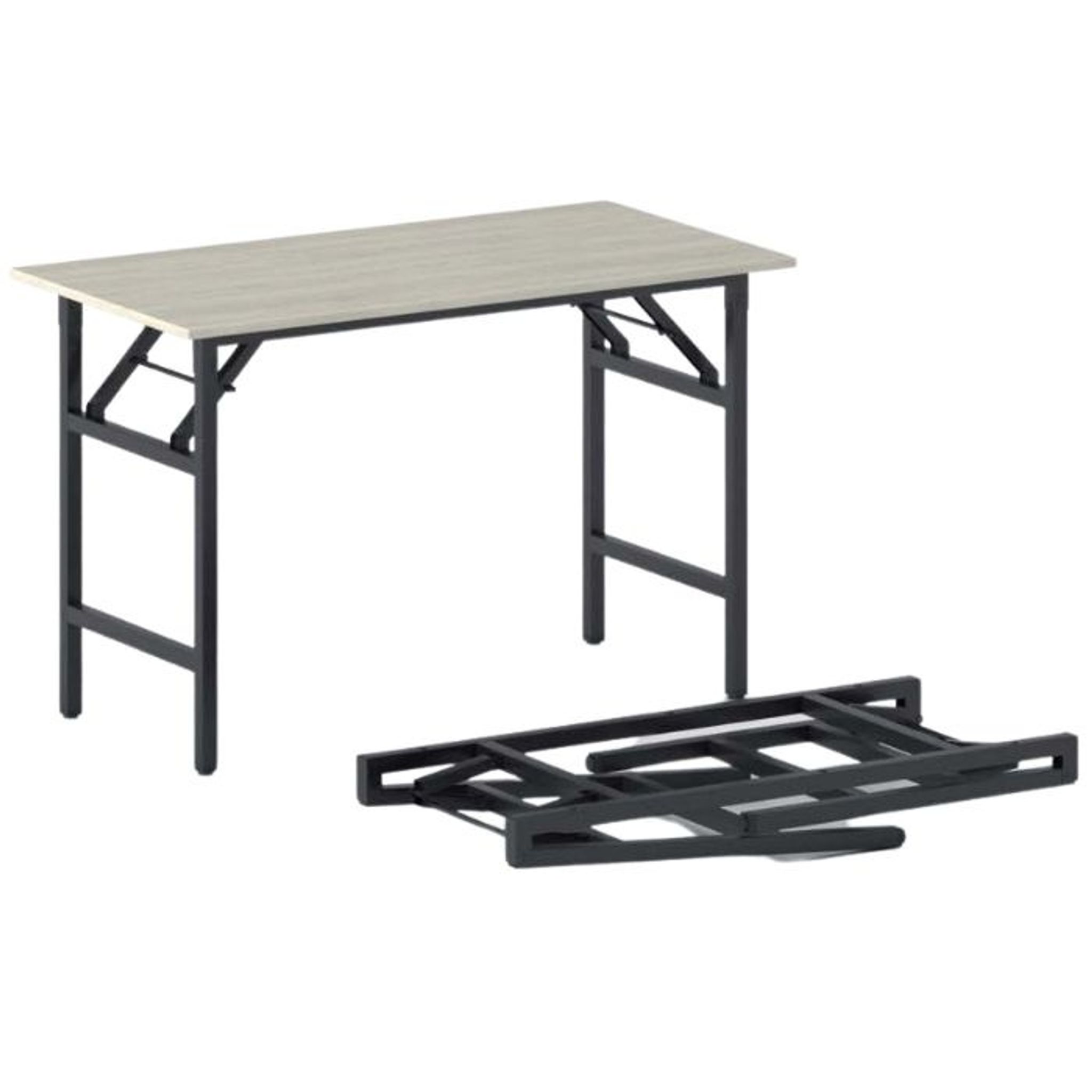 Konferenztisch klappbar, Klapptisch FAST READY, 120x60 cm, Eiche natur, schwarzes Gestell