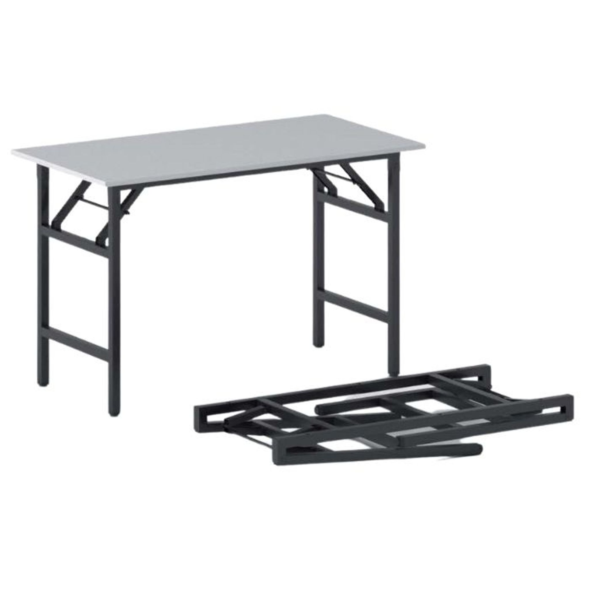 Konferenztisch klappbar, Klapptisch FAST READY, 120x60 cm, grau, schwarzes Gestell