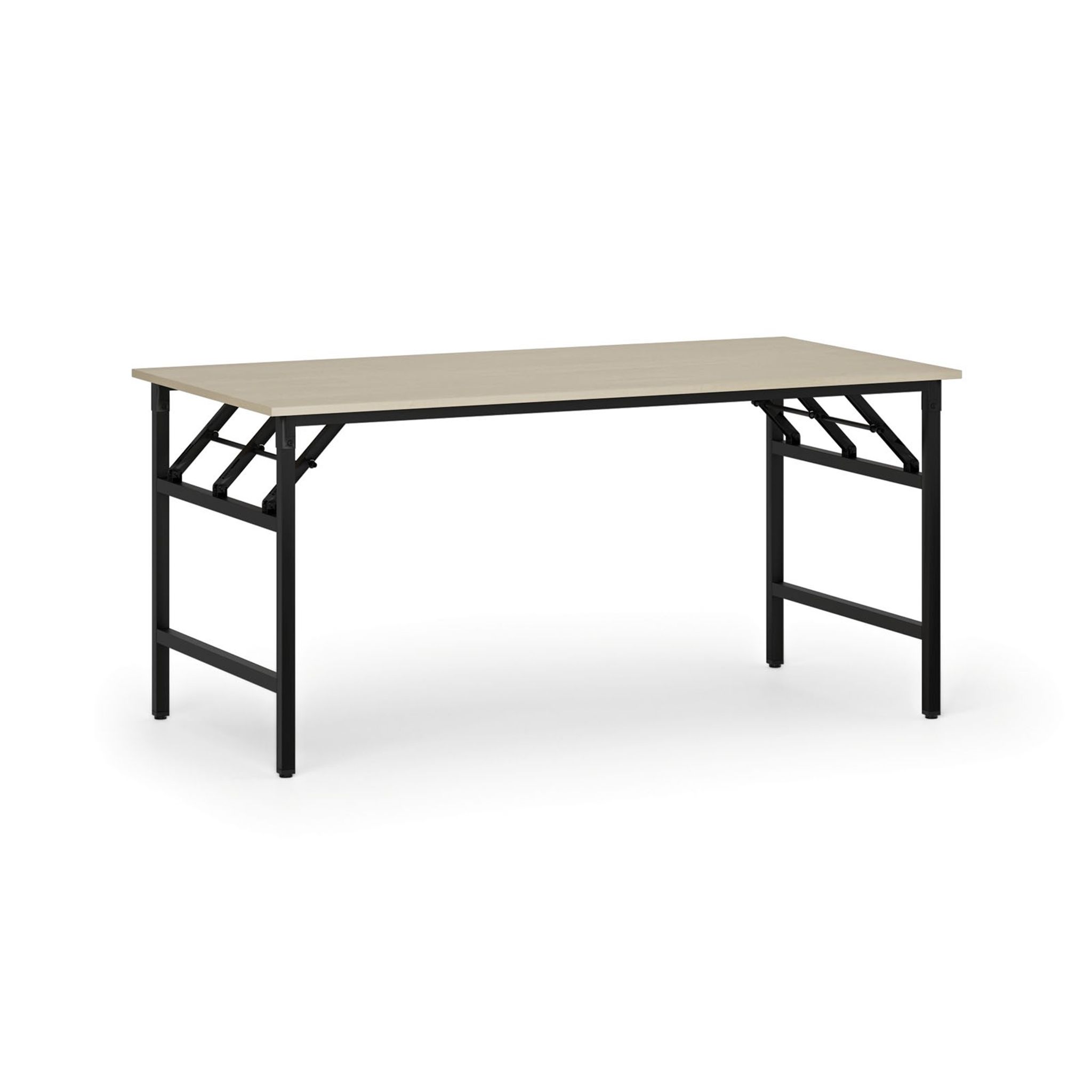 Konferenztisch klappbar, Klapptisch FAST READY, 1600 x 800 x 750 mm, schwarzes Gestell, Birke