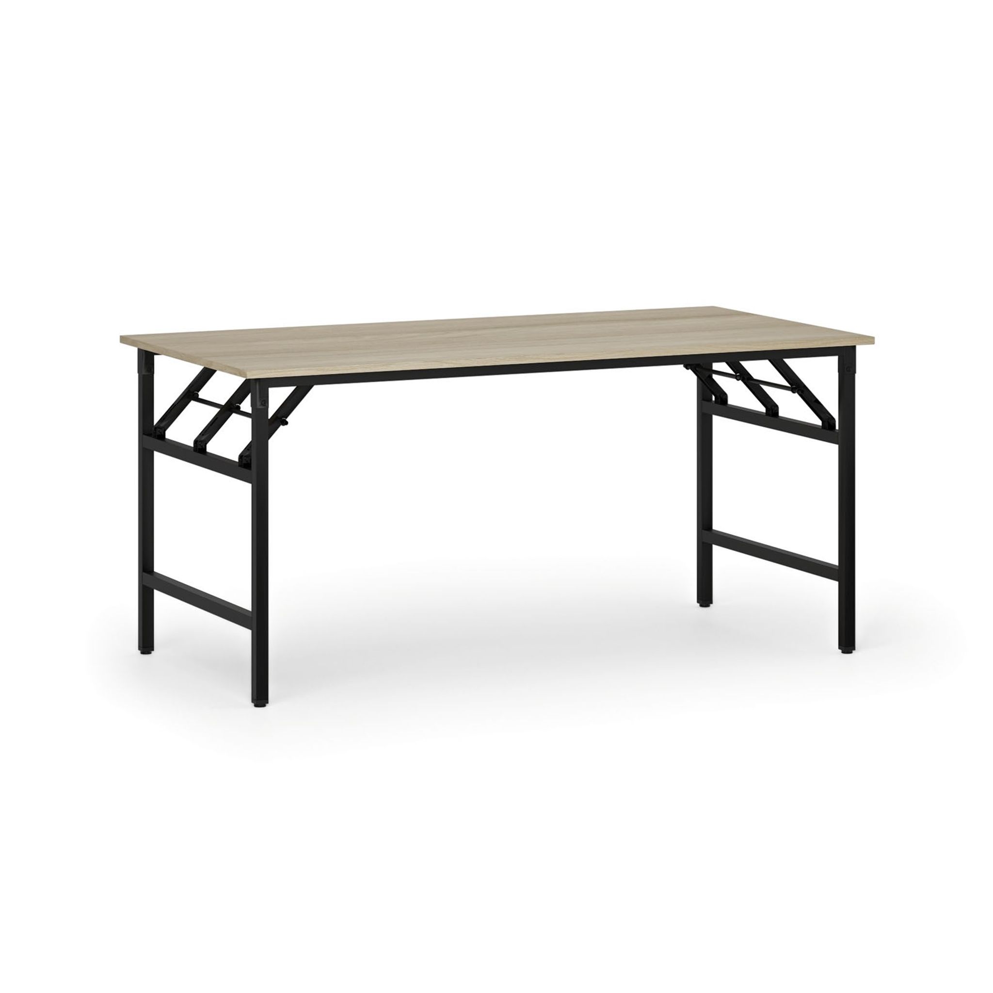 Konferenztisch klappbar, Klapptisch FAST READY, 1600 x 800 x 750 mm, schwarzes Gestell, Eiche natur