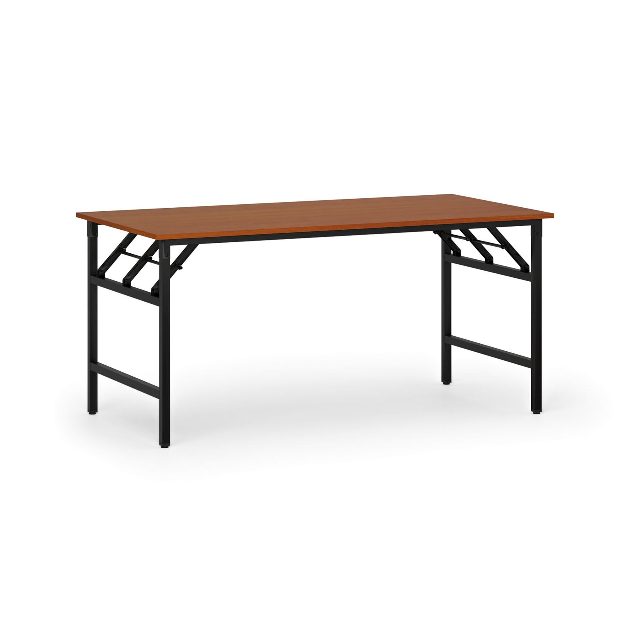 Konferenztisch klappbar, Klapptisch FAST READY, 1600 x 800 x 750 mm, schwarzes Gestell, Kirschbaum