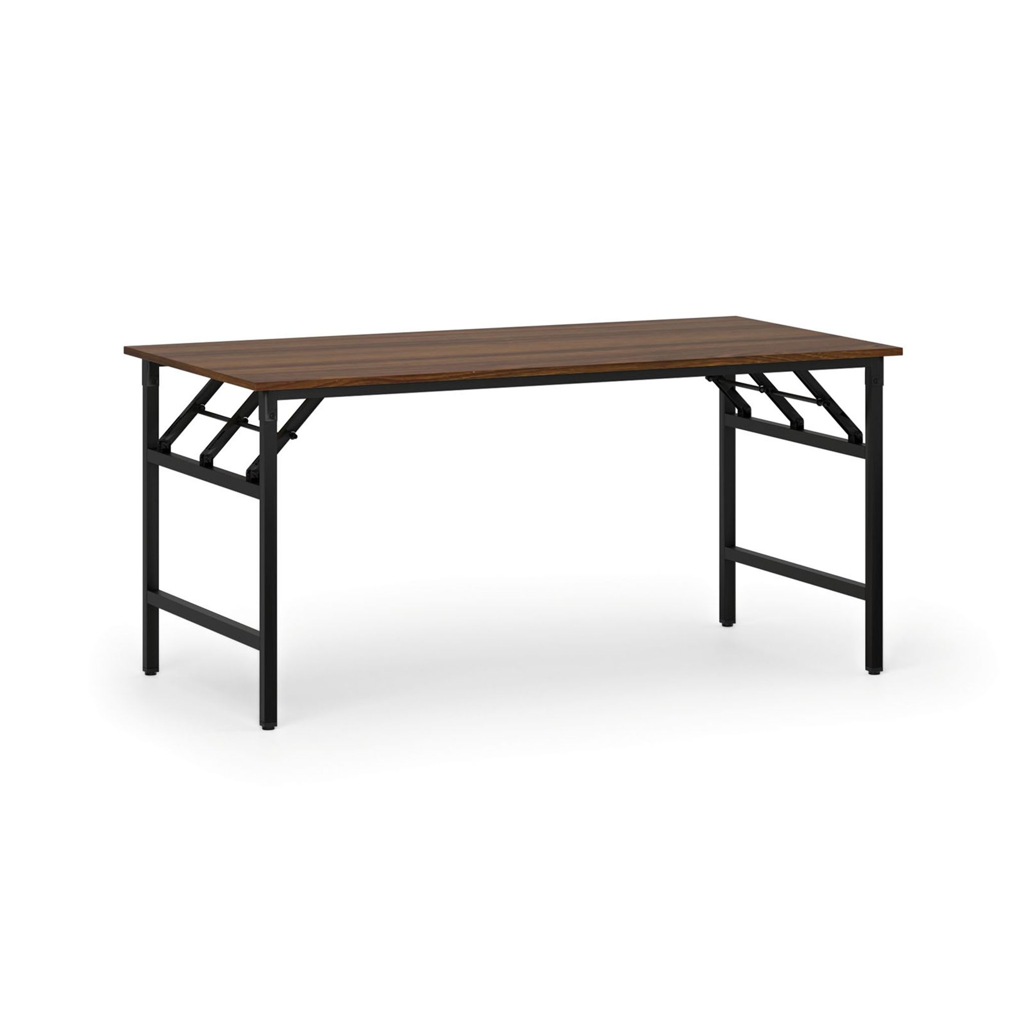 Konferenztisch klappbar, Klapptisch FAST READY, 1600 x 800 x 750 mm, schwarzes Gestell, Nussbaum