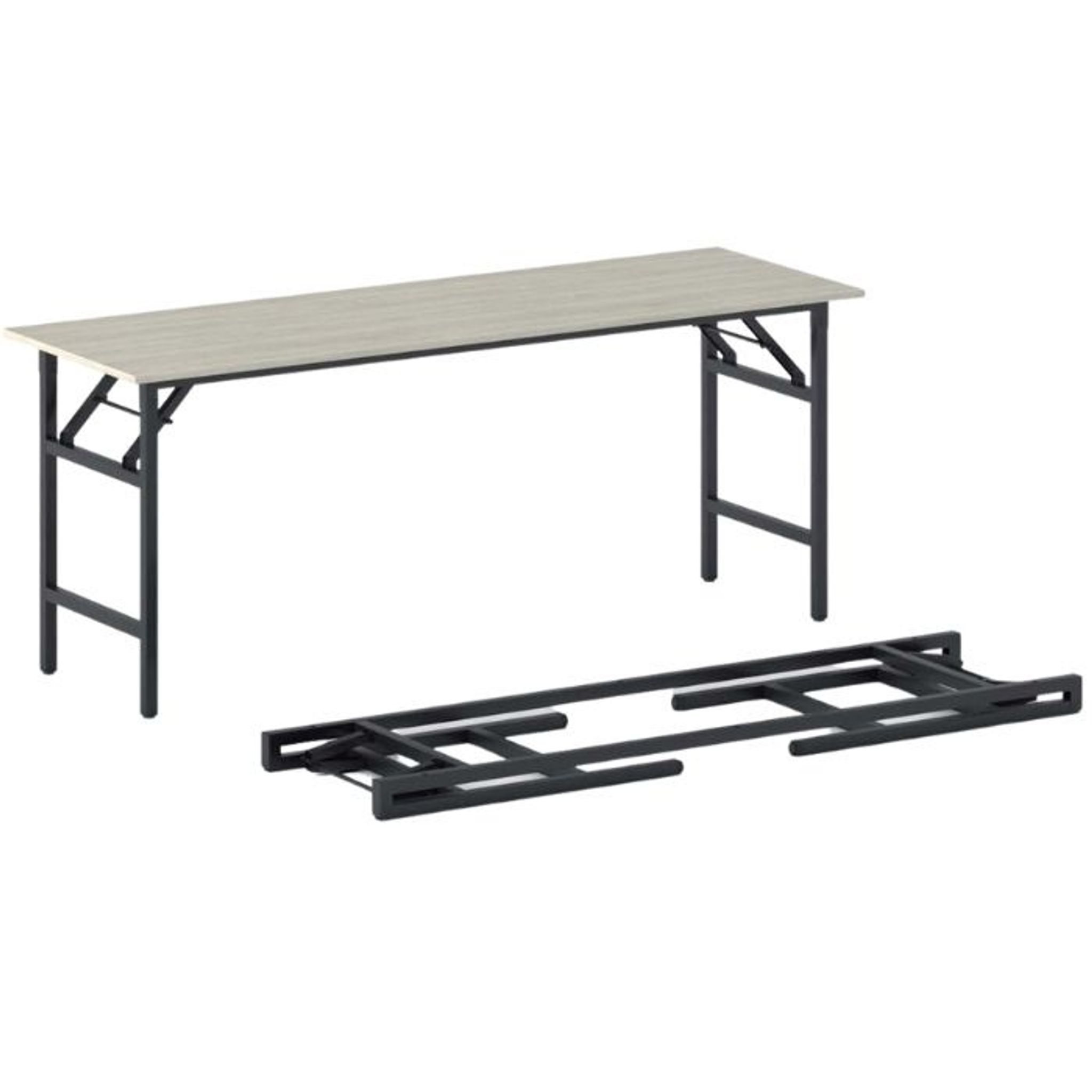 Konferenztisch klappbar, Klapptisch FAST READY, 170x50 cm, Eiche natur, schwarzes Gestell