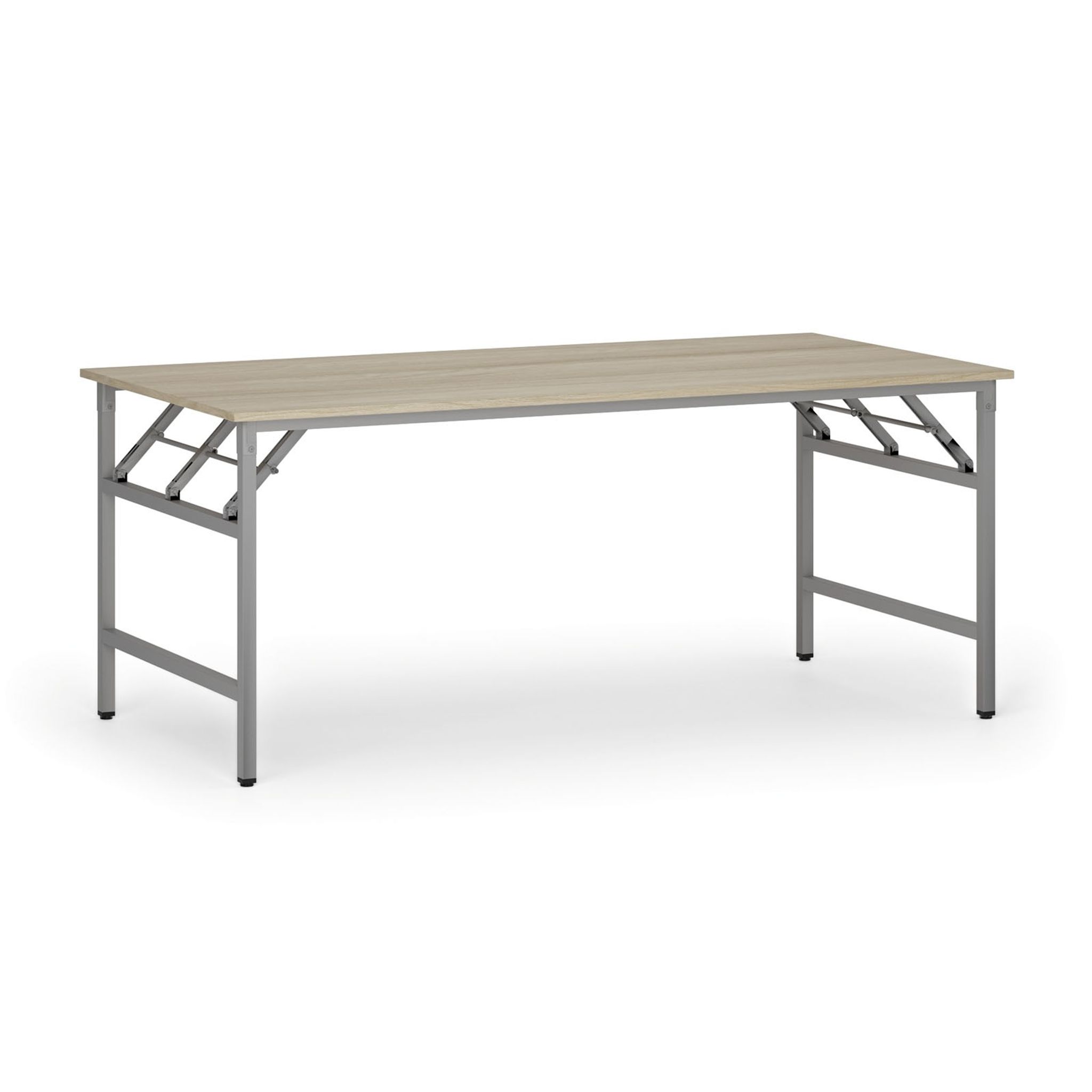 Konferenztisch klappbar, Klapptisch FAST READY, 1800 x 900 x 750 mm, graues Gestell, Eiche natur