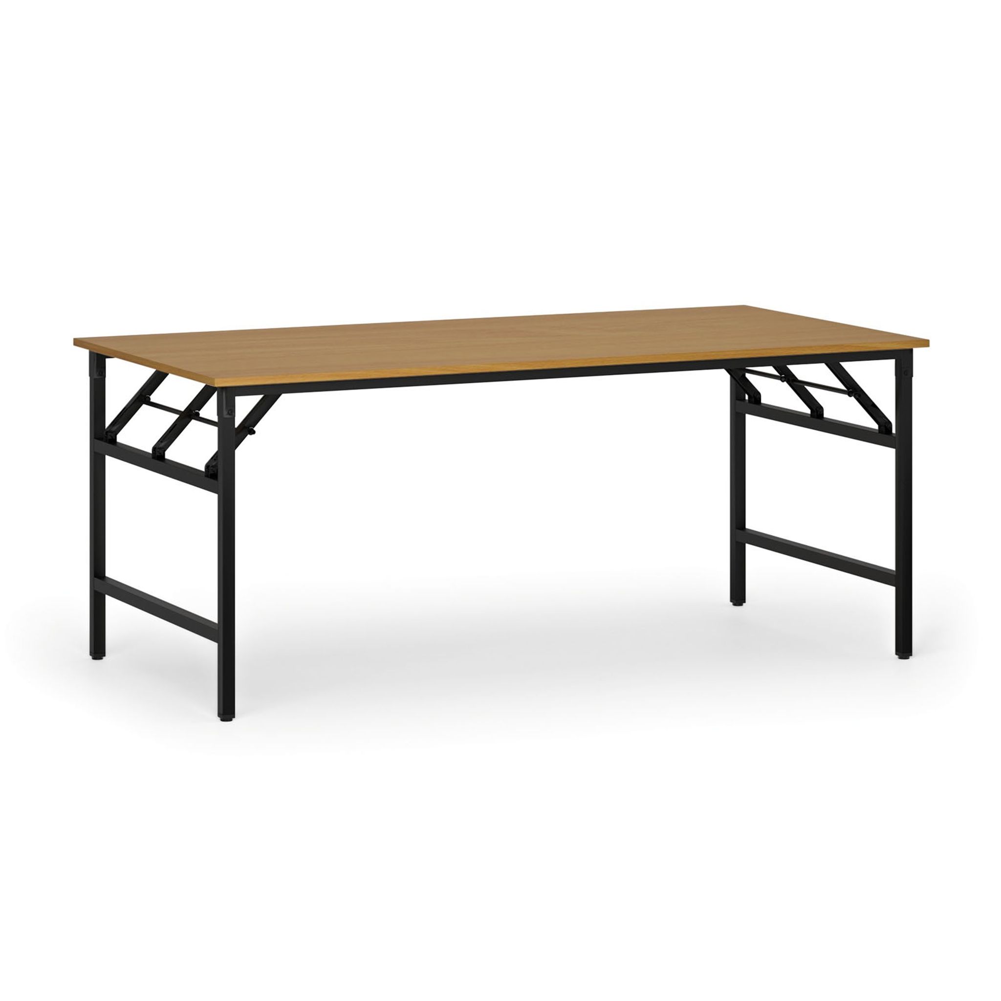 Konferenztisch klappbar, Klapptisch FAST READY, 1800 x 900 x 750 mm, schwarzes Gestell, Buche