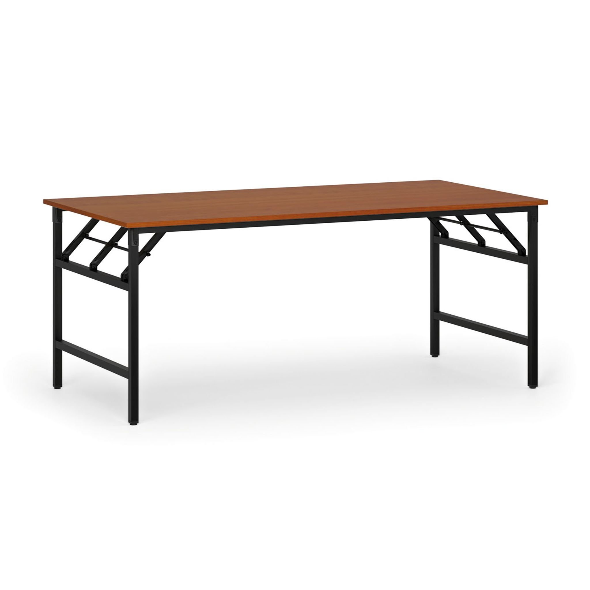 Konferenztisch klappbar, Klapptisch FAST READY, 1800 x 900 x 750 mm, schwarzes Gestell, Kirschbaum