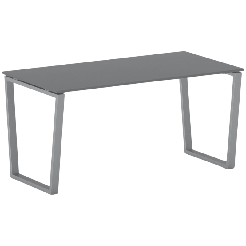 B2B Partner Konferenztisch PRIMO IMPRESS 160x80 cm, graues Metallgestell, Graphit