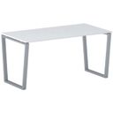 Konferenztisch PRIMO IMPRESS 160x80 cm, graues Metallgestell, weiß