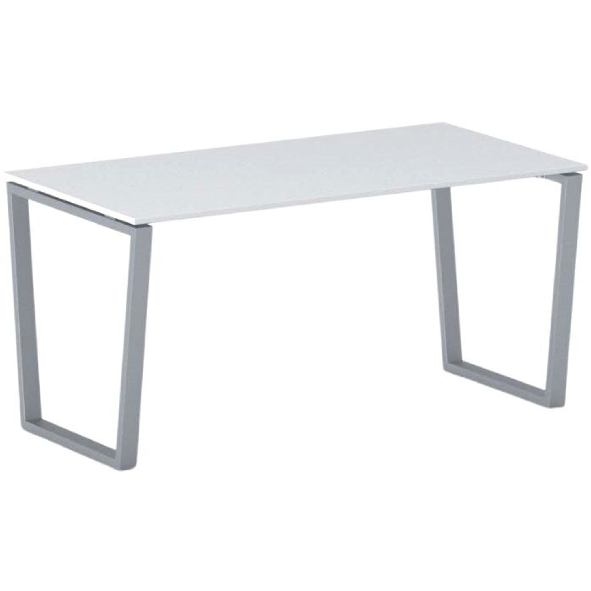 Konferenztisch PRIMO IMPRESS 160x80 cm, graues Metallgestell, weiß